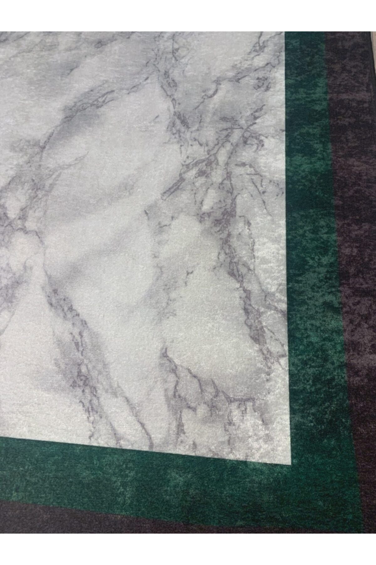 Hanney Marble Pattern Fringeless Rug - Green Gray