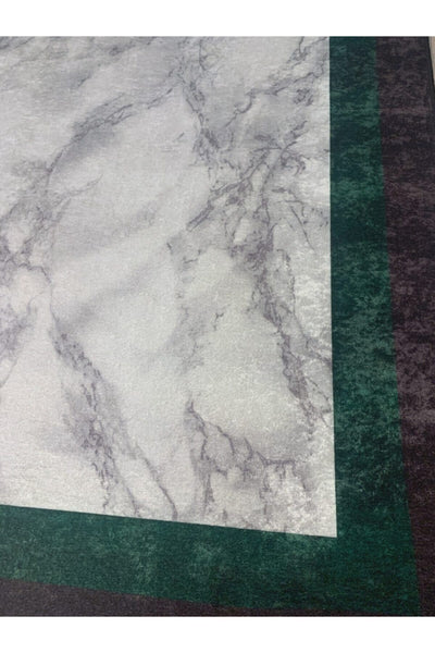 Hanney Marble Pattern Fringeless Rug - Green Gray