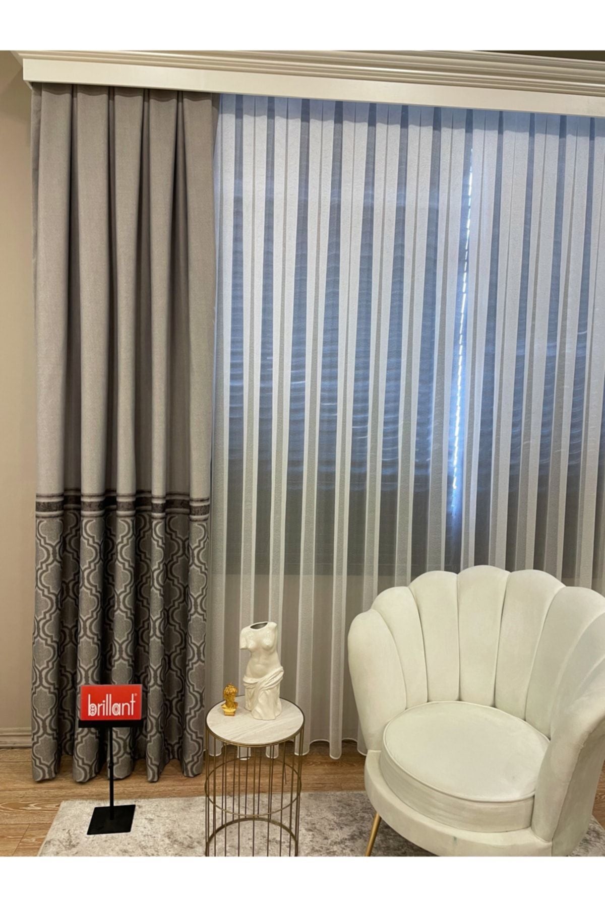 Blackout Room Darkening Printed Damask Pattern 1/2.50 Pleated Curtain Panel