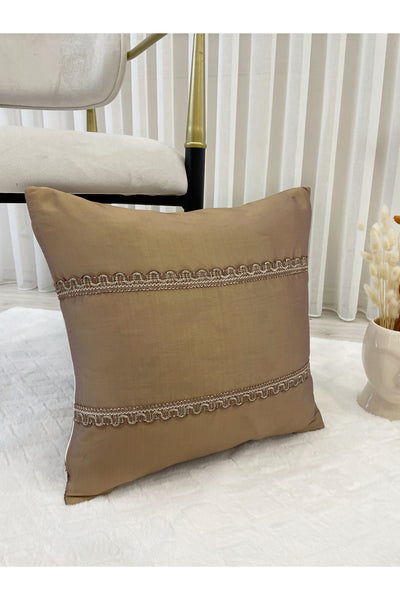Imported Silk Cushion Pillow Cover with Cord (Oil Green)