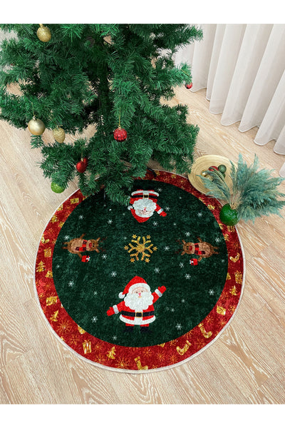 Christmas-Themed Round Tree Skirt Rug (Size 80X80)