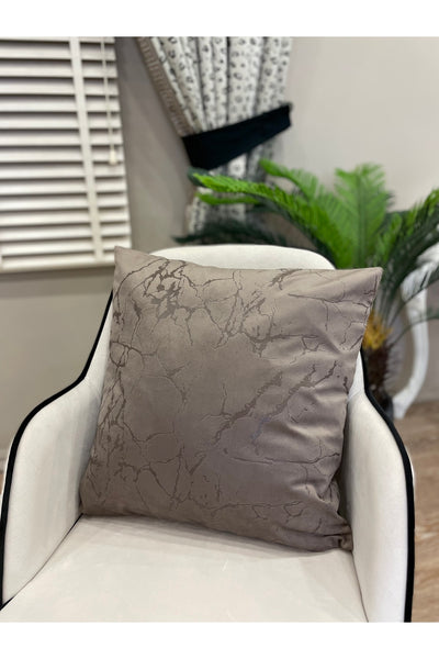 Set of 2 Velvet Throw Pillow Covers Ecru-Silver Foil (45X45)