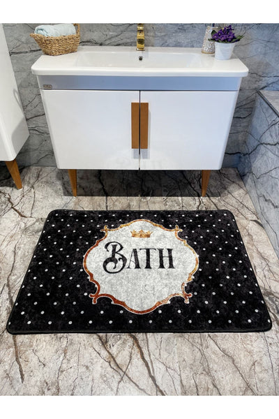 Bath Slogan Polka Dot Single Bathroom Mat (Size 80x120)