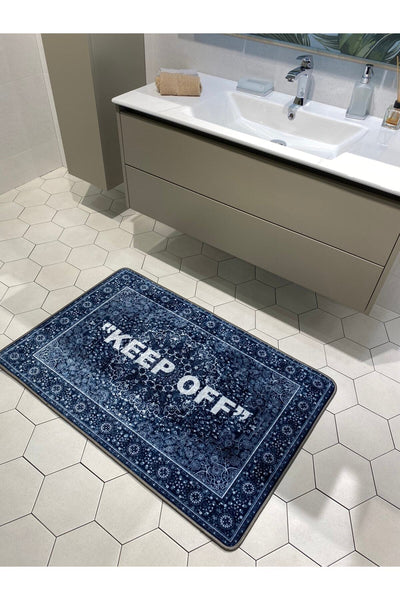 Keep Off Single Latex Non-Slip Waterproof Bath Mat (80x120) Navy Blue