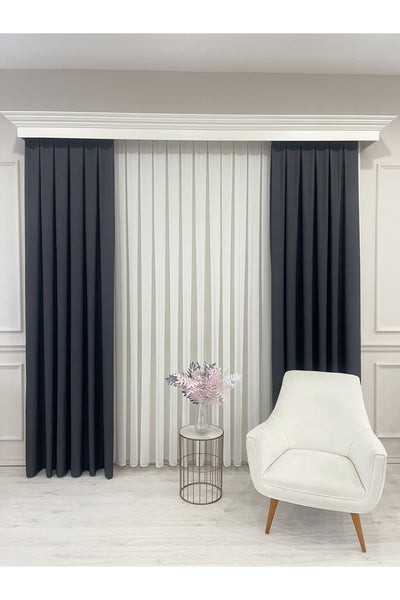 Heathered Milky Brown Linen-Look 1/3 Dense Pleated Blackout Curtain