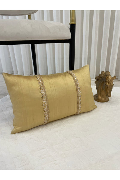 Imported Silk Cushion Pillow Cover with Cord (30x50) Oil Green