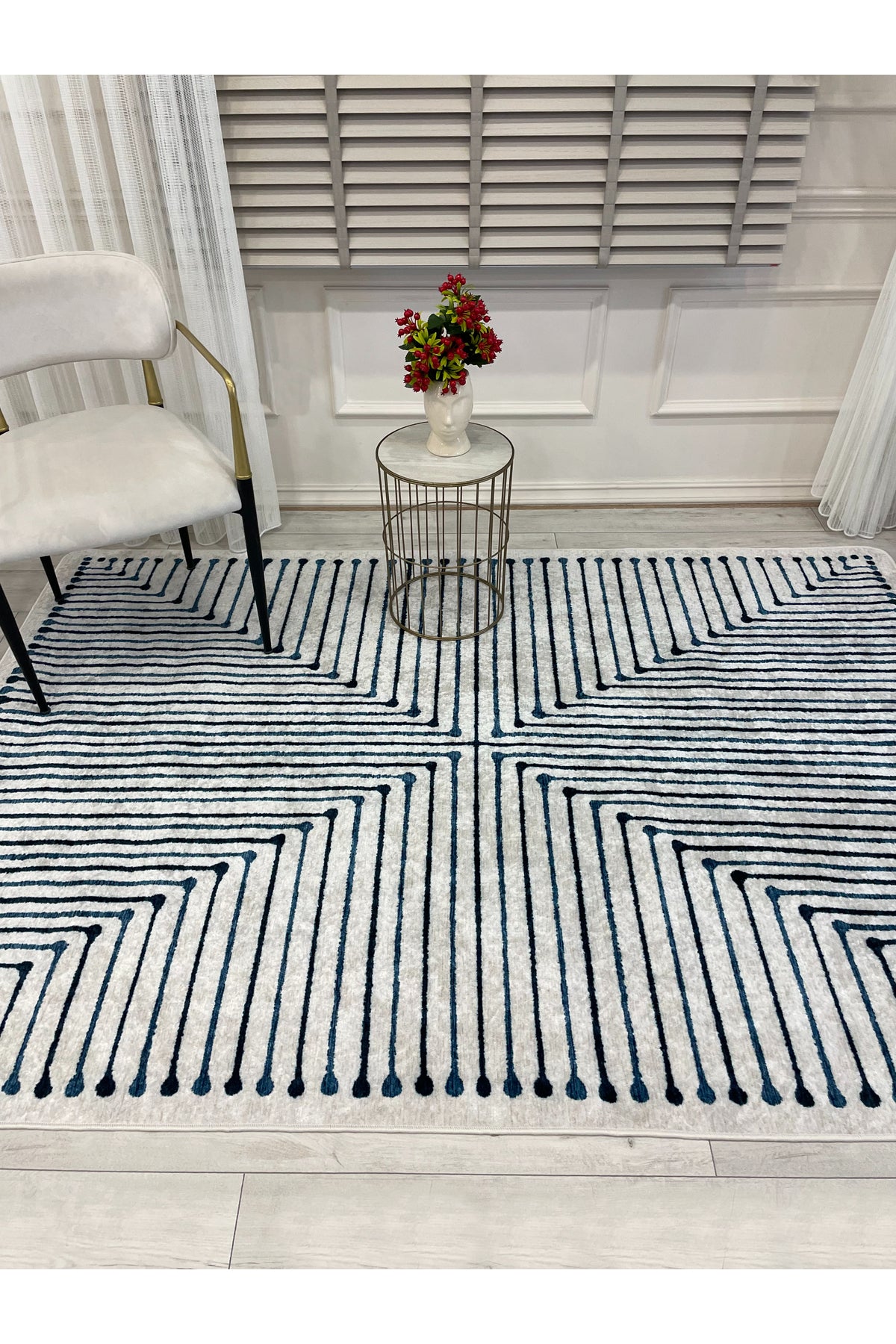 Terracotta Color Chenille-Look Design Runner Kitchen Rug