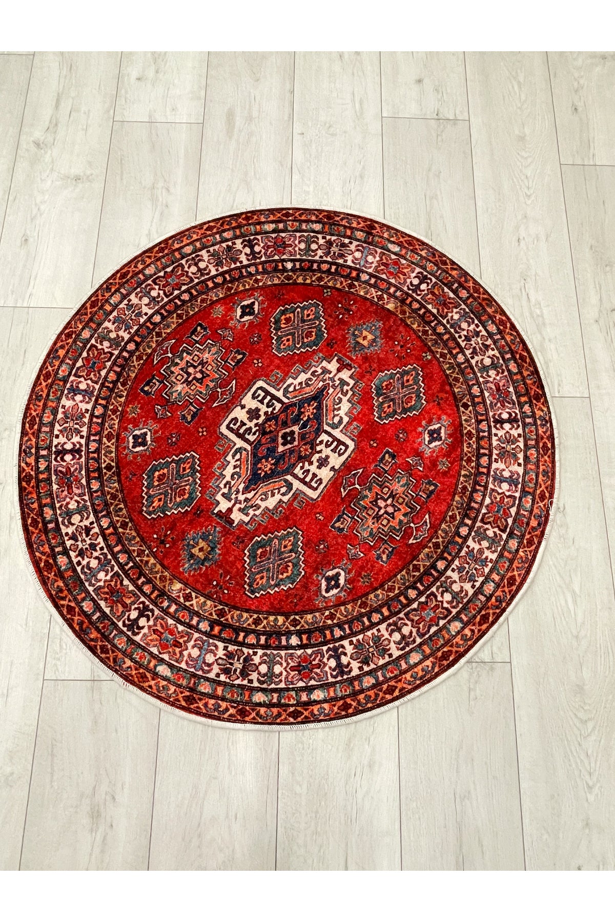 Kilim Motif Classic Non-Slip Base Round Rug