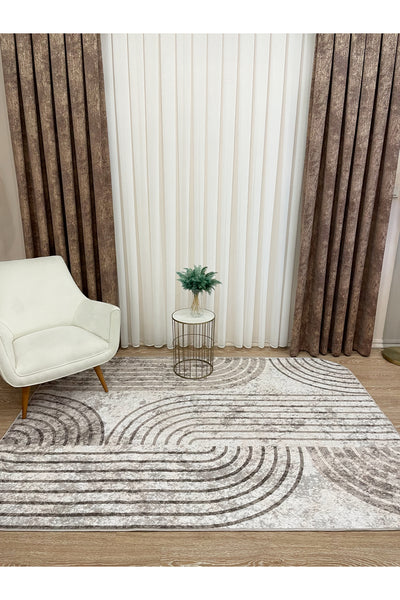 Beige Scandinavian Style Latex Non-Slip Base Rug