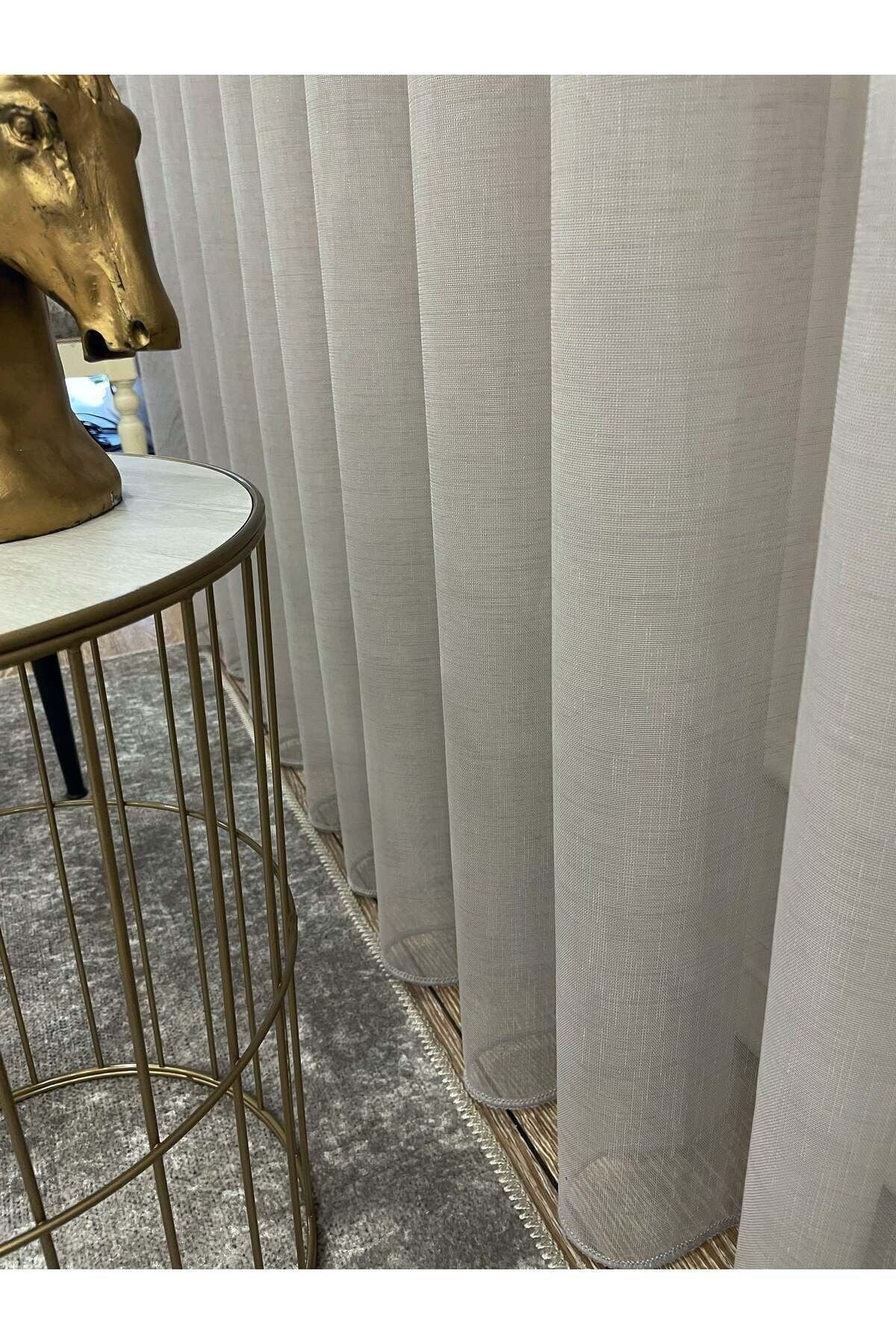 Linen-Look 1/2.5 Regular Pleated - Ecru Cream Sheer Curtain
