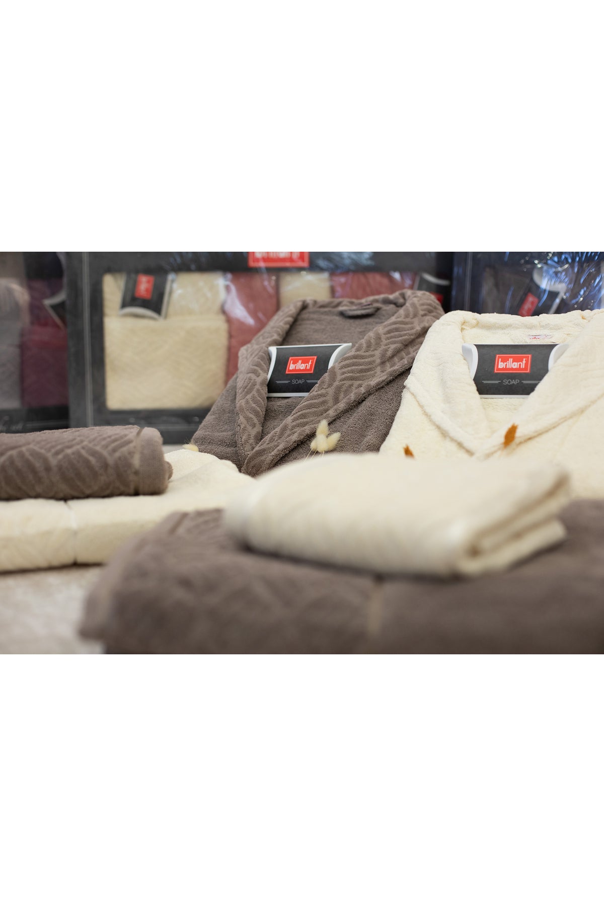 6-Piece Gray - Salmon Family Bathrobe Set