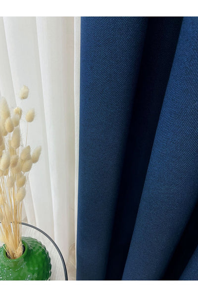 Heathered Milky Brown Linen-Look 1/3 Dense Pleated Blackout Curtain