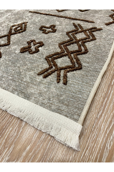 BEIGE Ethnic Patterned Latex Base Kitchen Rug
