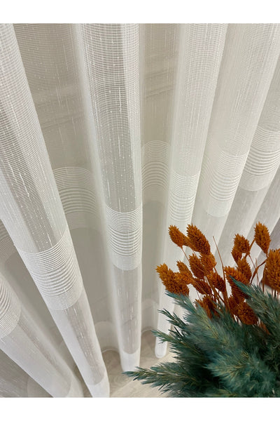 Modern Shantung 3-Row Banded 1/2.5 Pleat - Ecru Sheer Curtain