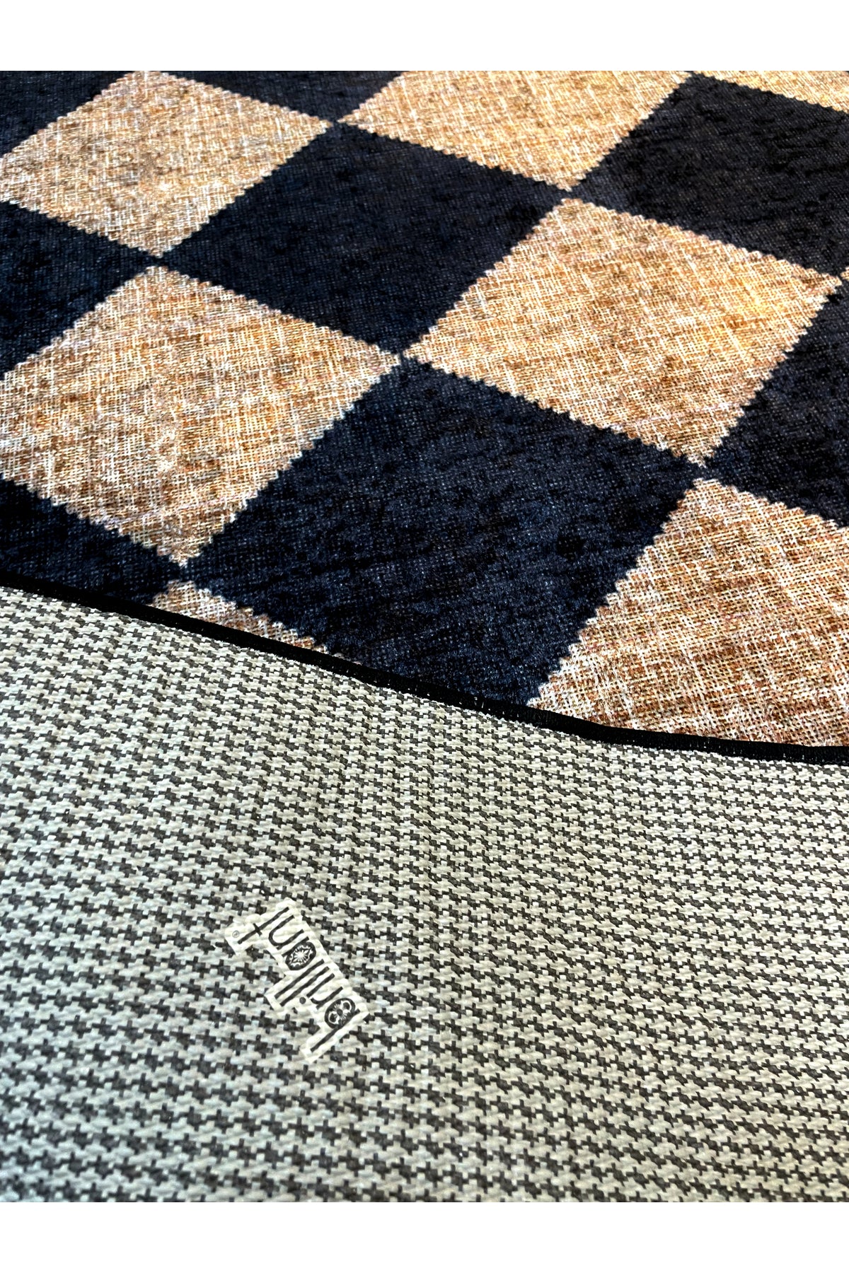 Jute Sisal Look Checkered Leather Base Rug
