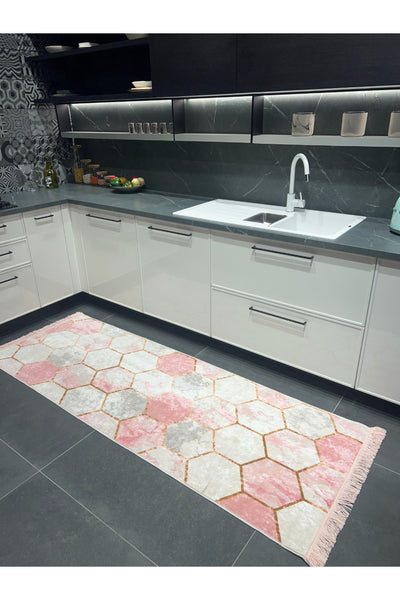 Latex Leather Base Fringed Kitchen Rug