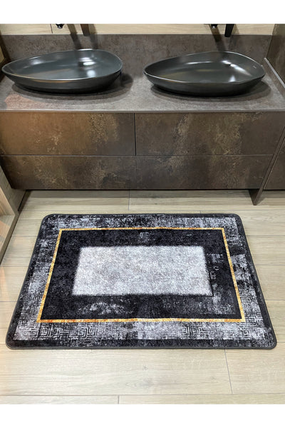 80X120 Vintage Distressed Look Non-Slip Backed Brown Bathroom Rug