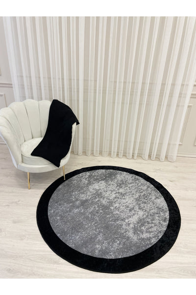 Jute-Look Washable Latex Base Round Rug - Beige Brown