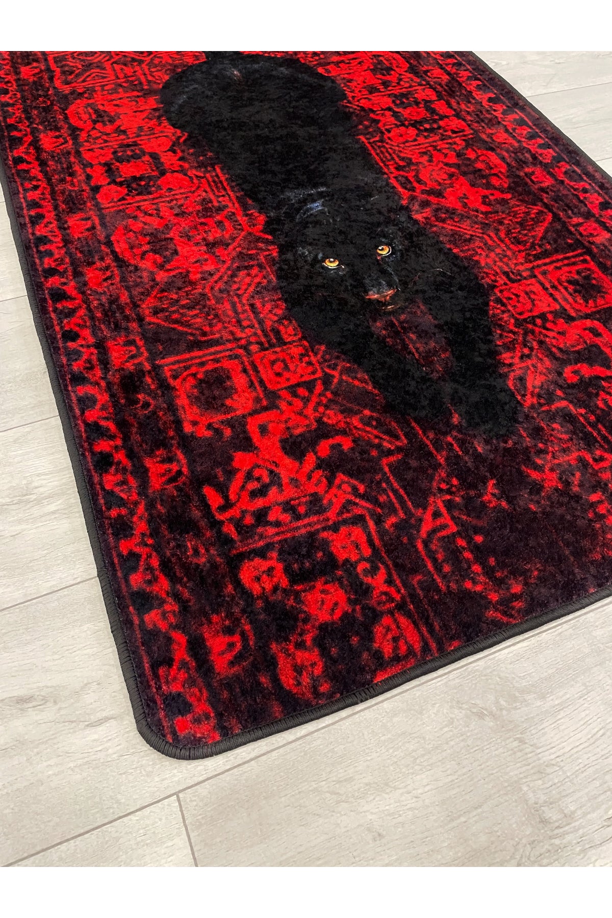 Cheetah Print Red Decorative Latex Rug