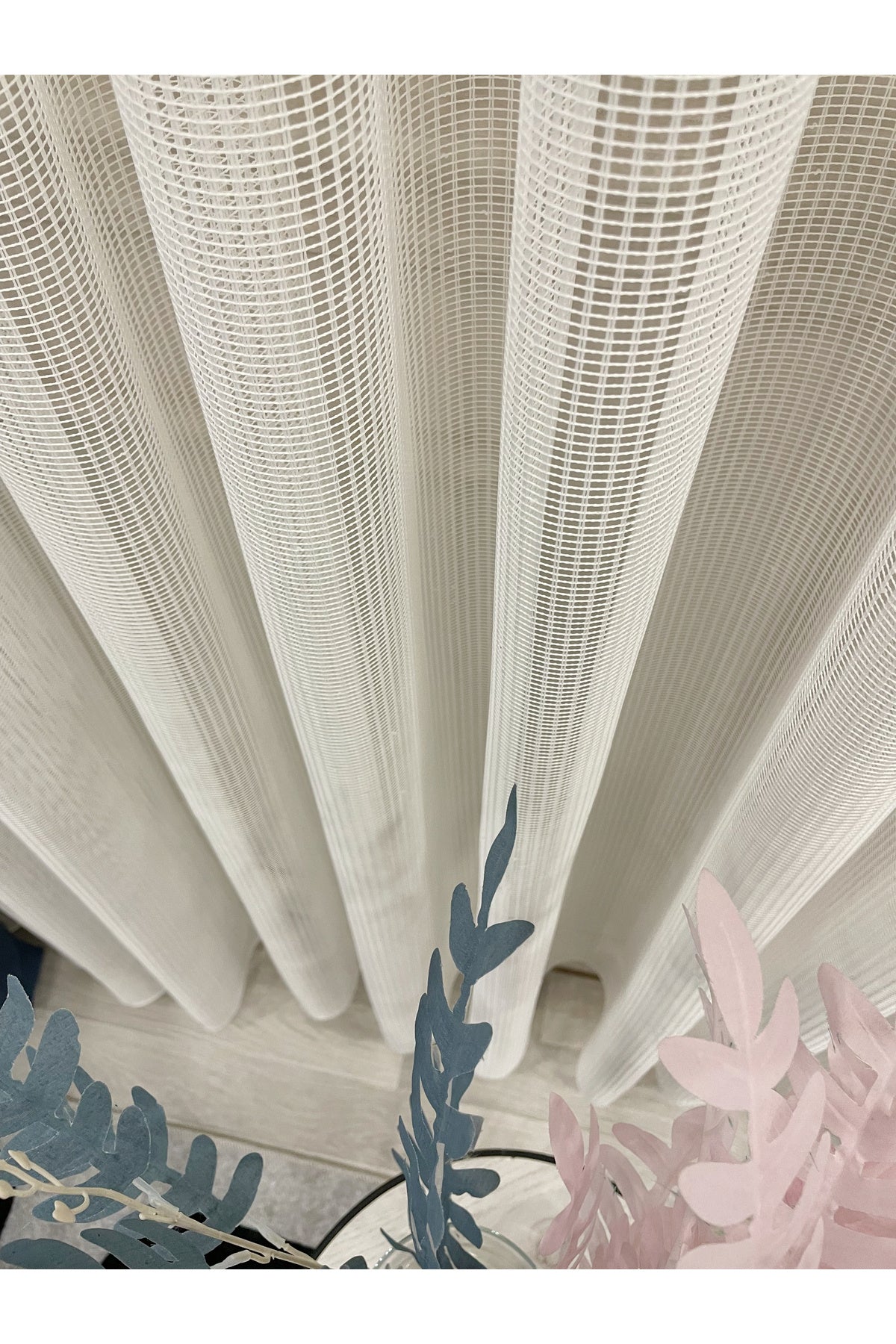 Gray-Black Net Wrinkle-Free DENSE 1/3 Pleated Sheer Curtain