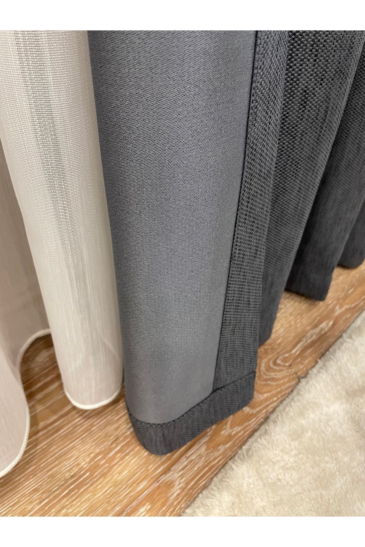 Jacquard Pattern on Blackout 1/2.50 Standard Pleated Blackout Curtain Dark Gray - Smoke