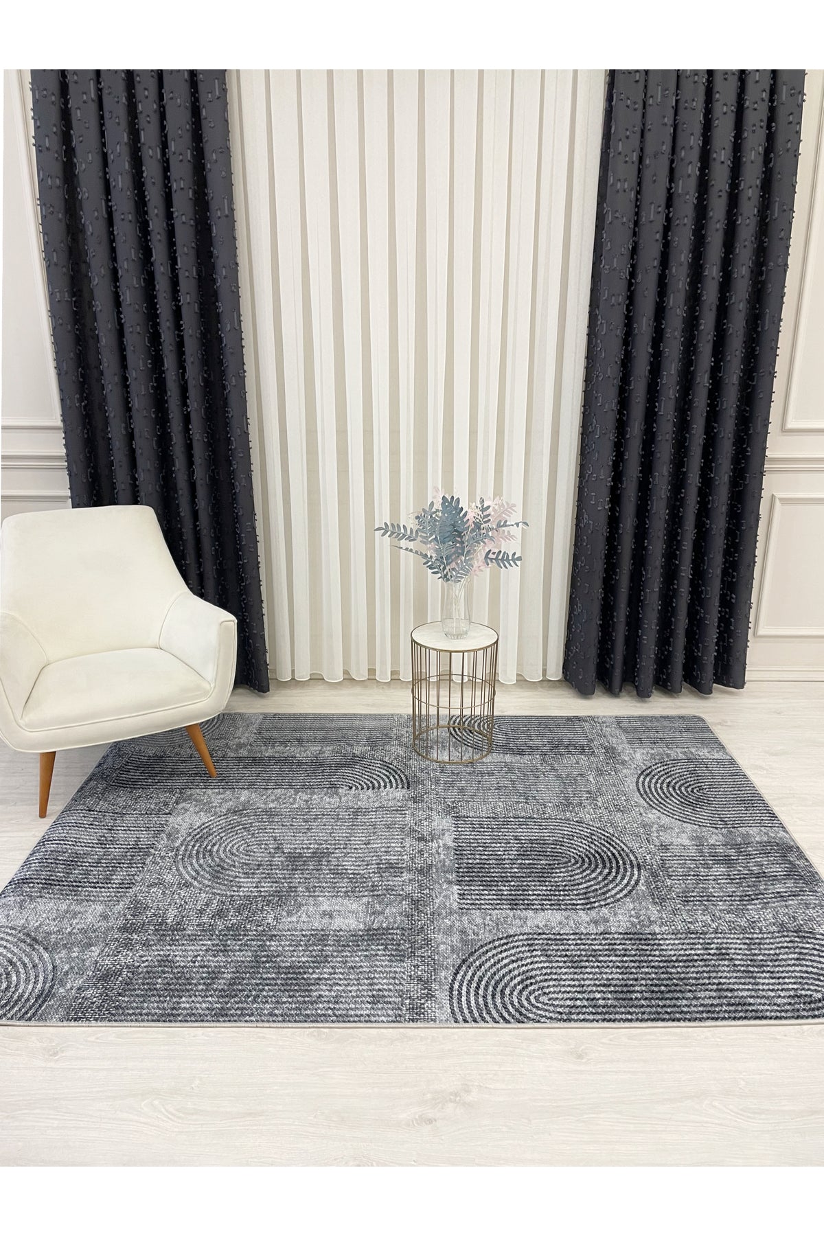 Gray Jute-Look Modern Rug