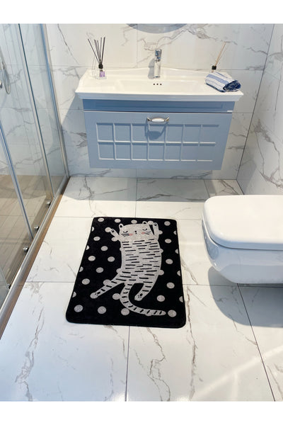 Cat Polka Dot Bathroom Mat Single Piece (Size 60x100)