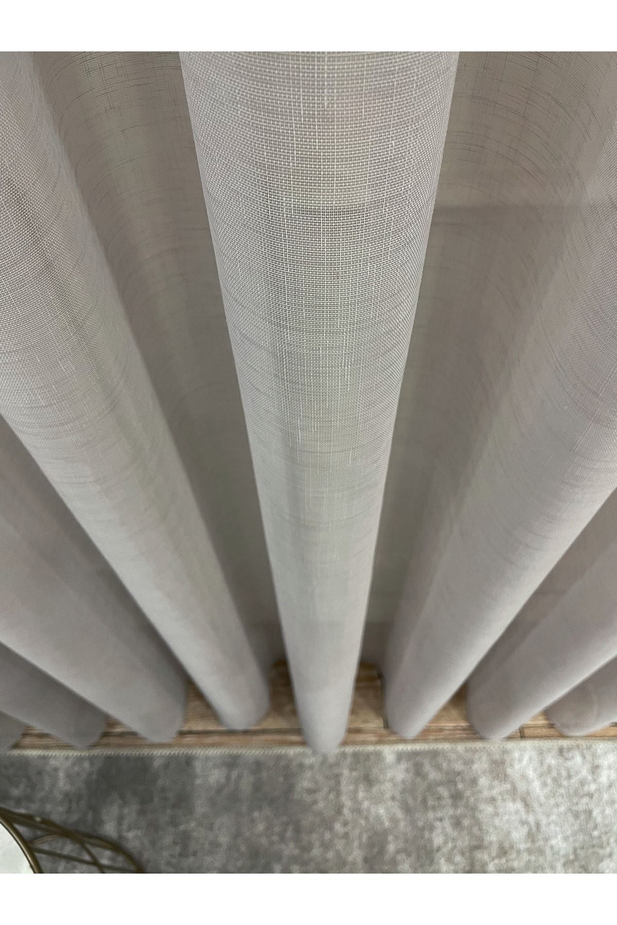 Linen-Look 1/2.5 Regular Pleated - Ecru Cream Sheer Curtain