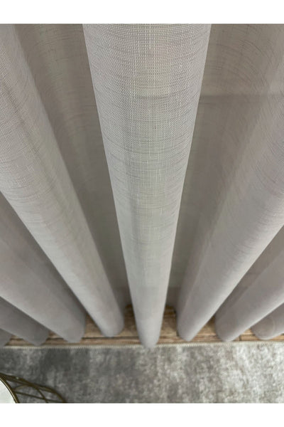 Linen-Look 1/2.5 Regular Pleated - Ecru Cream Sheer Curtain