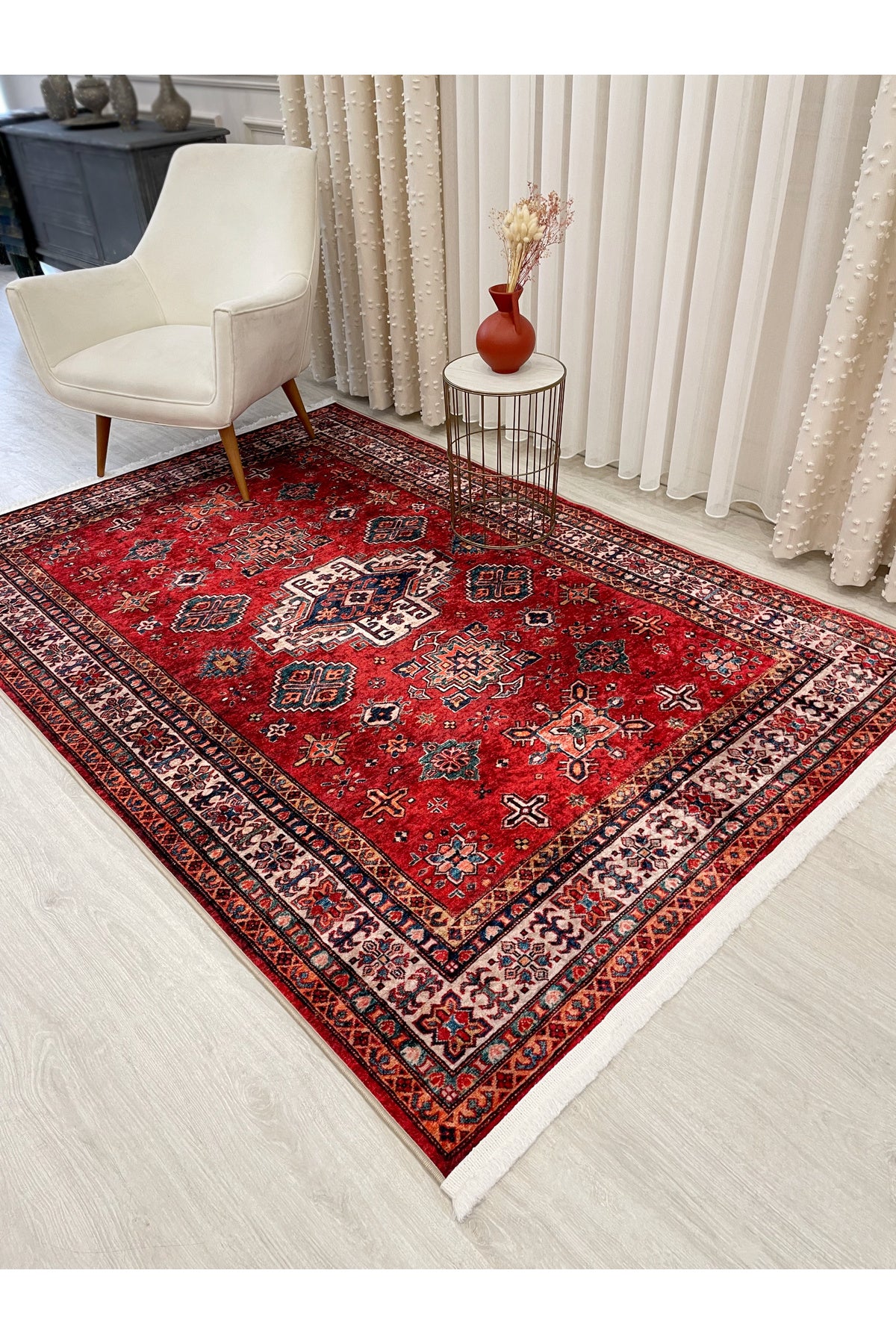 Kilim Motif Classic Non-Slip Base Round Rug