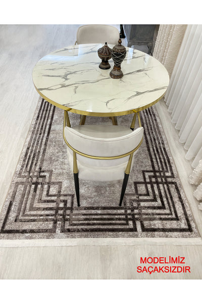 Beige - Brown Vintage Look Latex Non-Slip Base Rug