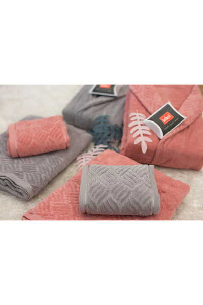 6-Piece Gray - Salmon Family Bathrobe Set
