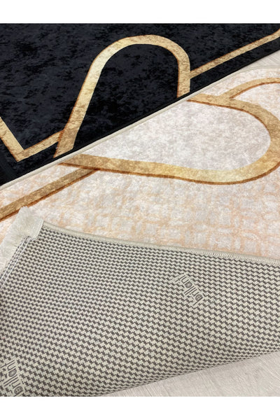 2-Piece Double Prayer Rug Set Size 75x125 BLACK - PURPLE