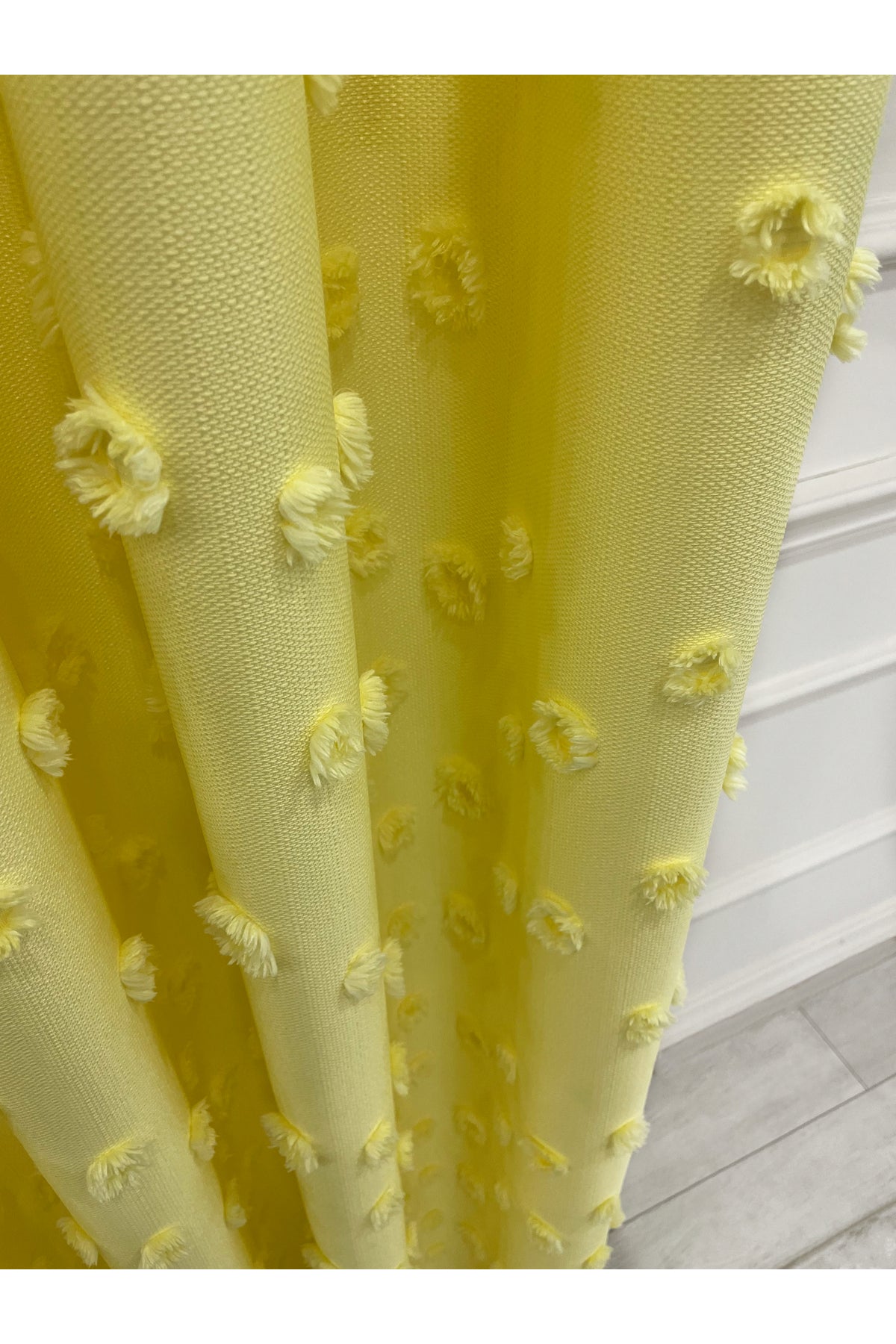 Blue Children's Room Pompom Puffy Blackout Curtain 1/3 Dense Pleating