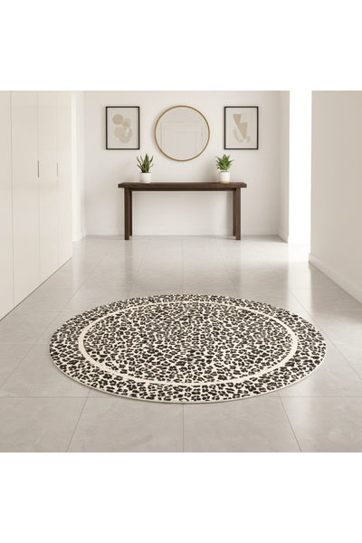 Leopard Pattern Oval Latex Leather Rug