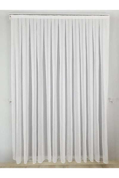 Ecru Natural Linen-Look Sheer Curtain - Ecru 1/3 Dense Pleated Heavy-Weight Wrinkle-Resistant