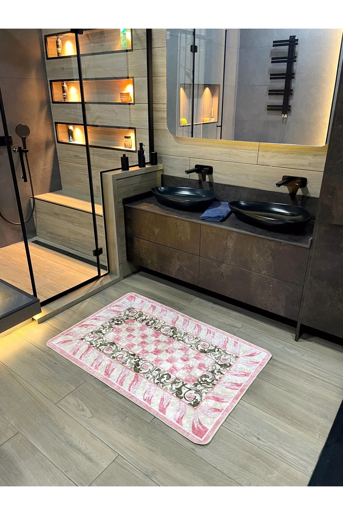 Floral Pattern Pink - Bathroom Mat (80 x 120)