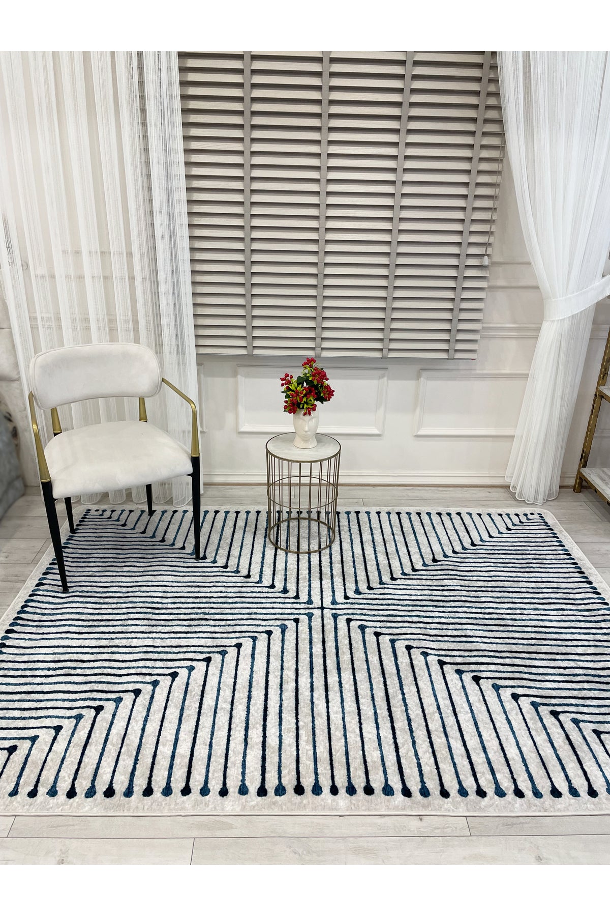 Terracotta Color Chenille-Look Design Runner Kitchen Rug