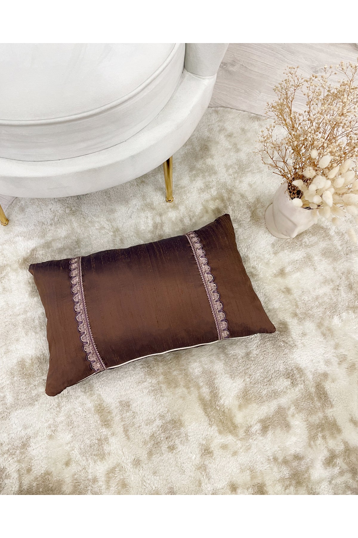 Imported Silk Cushion Pillow Cover with Cord (30x50) Oil Green