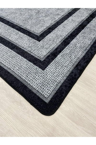 Jute Sisal Bordered Look Decorative Rug - Brown - Black