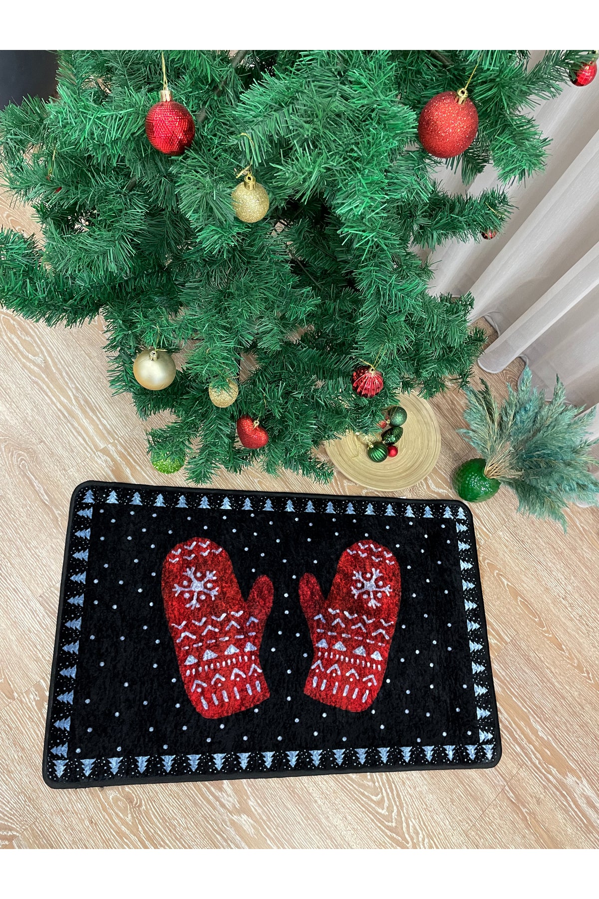 Glove Christmas-Themed Latex Non-Slip Base Doormat (Size 60x90)