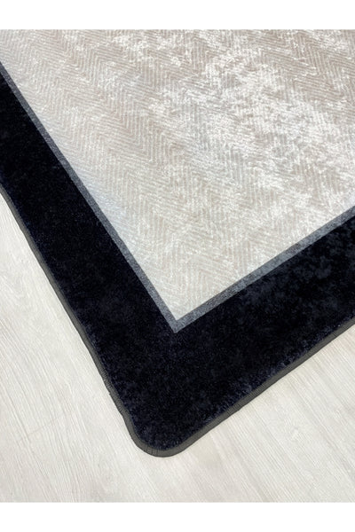 Beige - Black Wicker Jute-Look Latex Base Rug