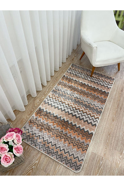 Zigzag Pattern Multicolor Latex Base Rug