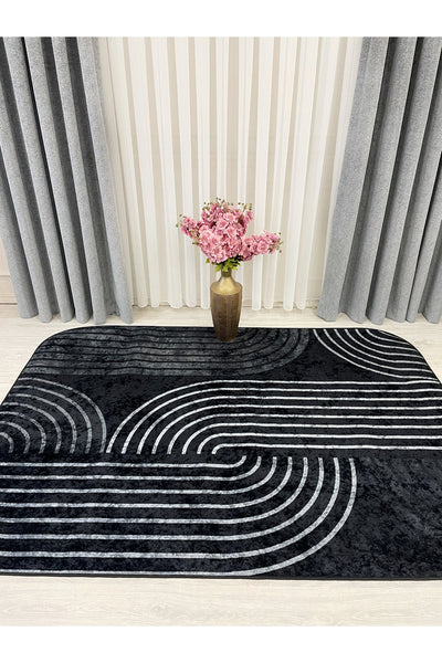 Beige Scandinavian Style Latex Non-Slip Base Rug