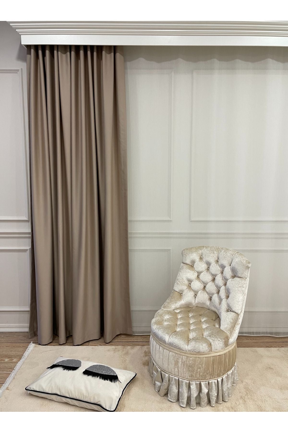 Blackout Room Darkening Curtain No-Pleat (Flat Stitch) Extra Stiffened - Black