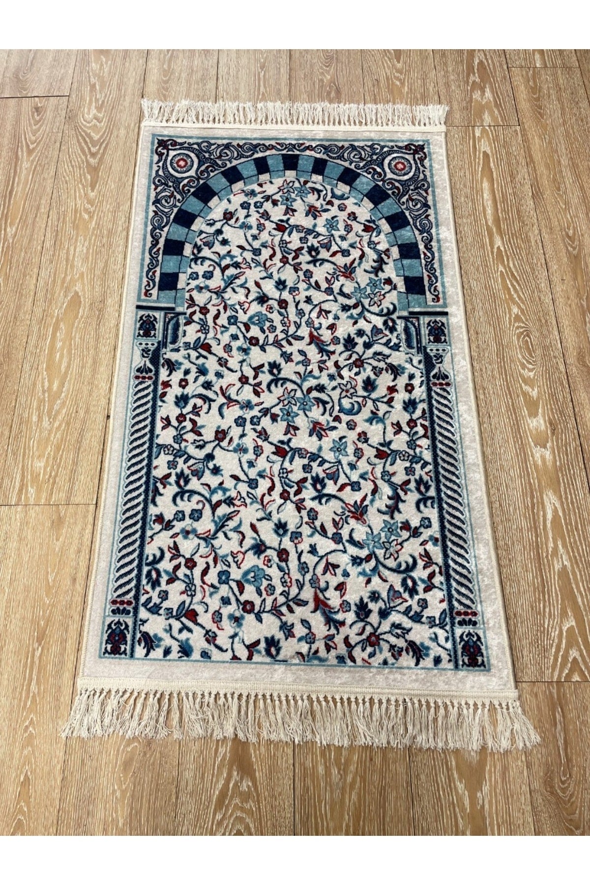 Fringed Prayer Rug (Latex Base) 75x125 Size - Blue