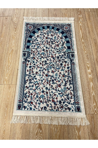 Fringed Prayer Rug (Latex Base) 75x125 Size - Blue
