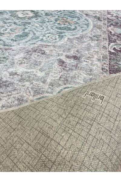 Vintage-Look Classic Salon Rug - Gray-Teal