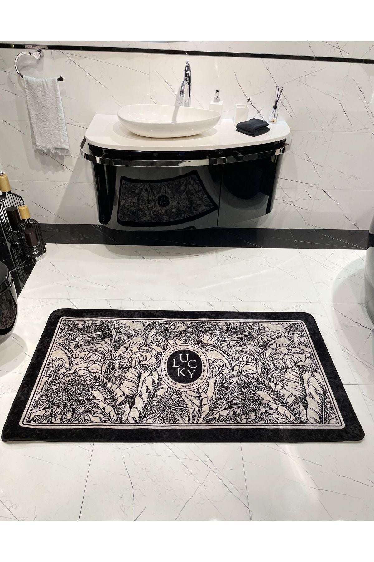 Single Floral Pattern Lucky Latex Base Bathroom Mat (60X100 SIZE)