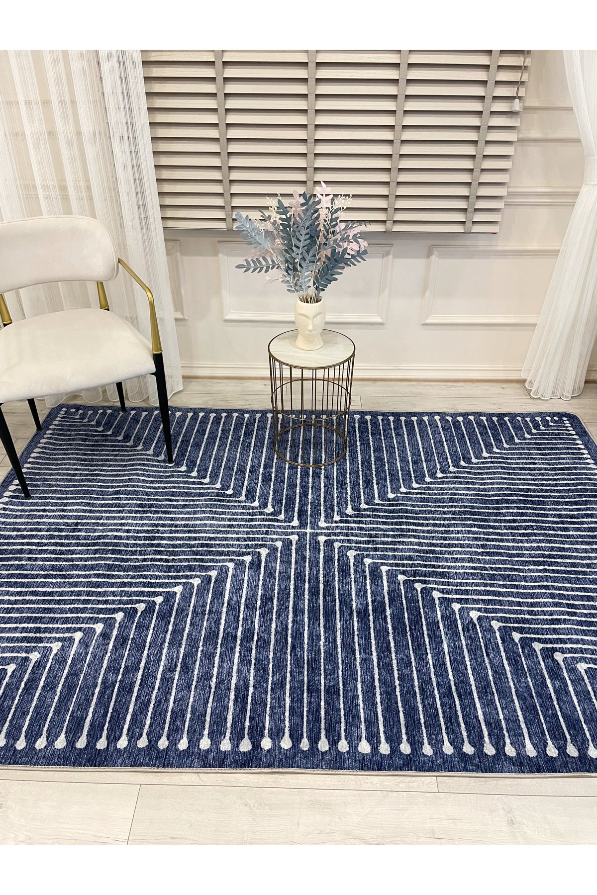 Terracotta Color Chenille-Look Design Runner Kitchen Rug